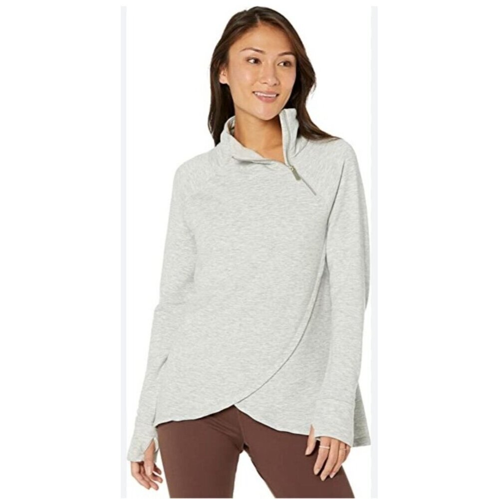 Zappos Jockey Gray Active Fleece Asymmetrical Zip Pullover. Size S